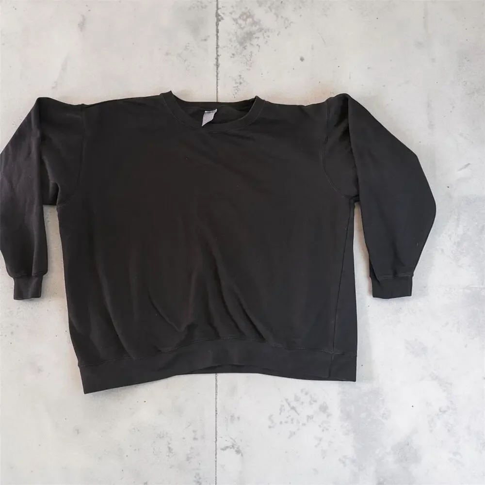 Russell Athletic Men’s Black Crew Neck Pullover Sweatshirt 2XL Fleece Cotton